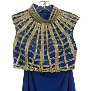 Claudine ALYCE Paris Gorgeous Formal Embellished 2 Piece Set Dress Size 00 Blue